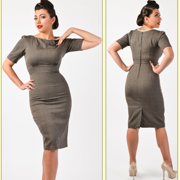 Stop Staring Dresses & Skirts - Stop Staring Brown Tweed Look Dress NWT XS  Pinup